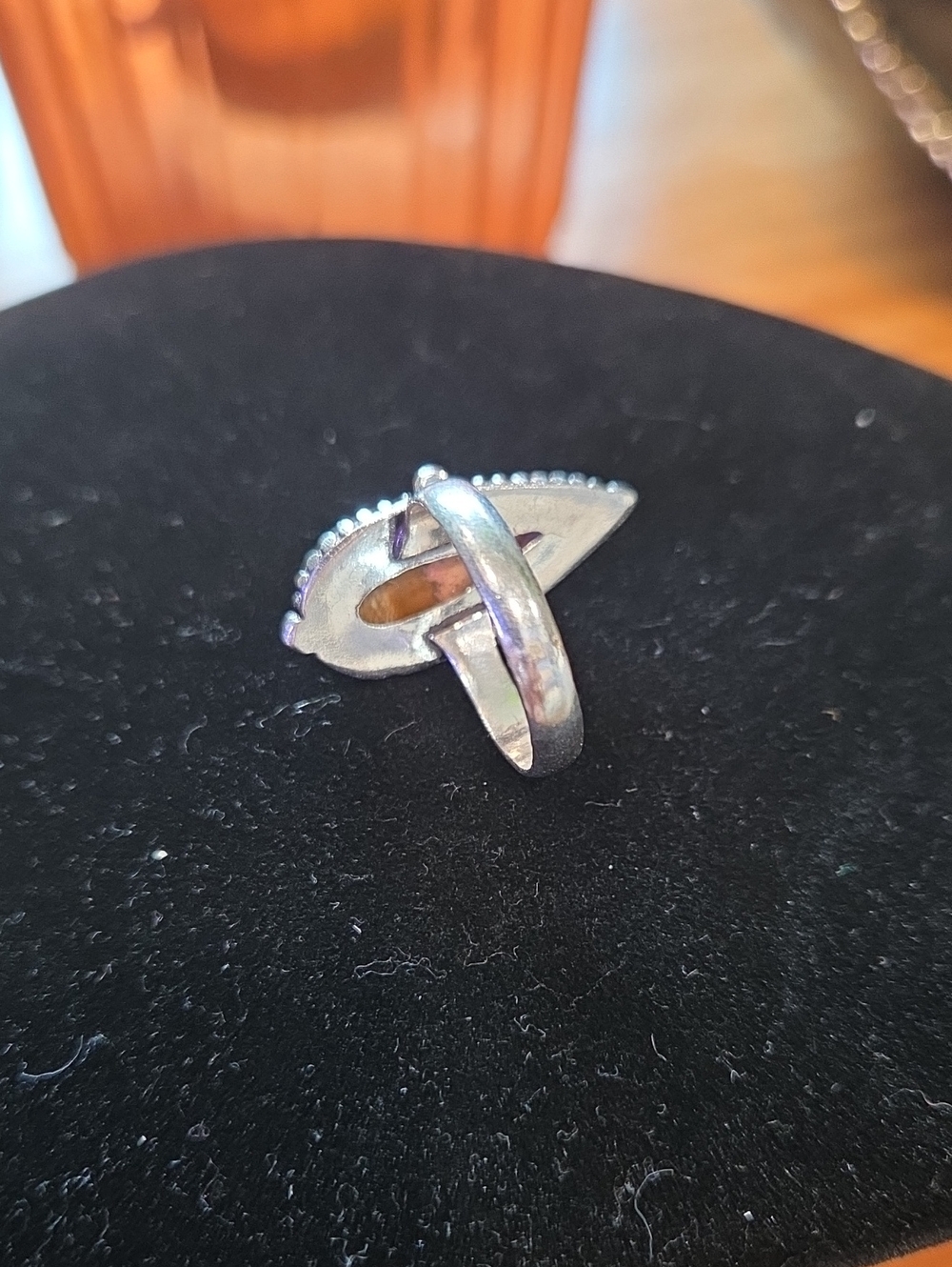 NWOT Teardrop Jasper Stone Sterling-Style Ring - Picture 3 of 4